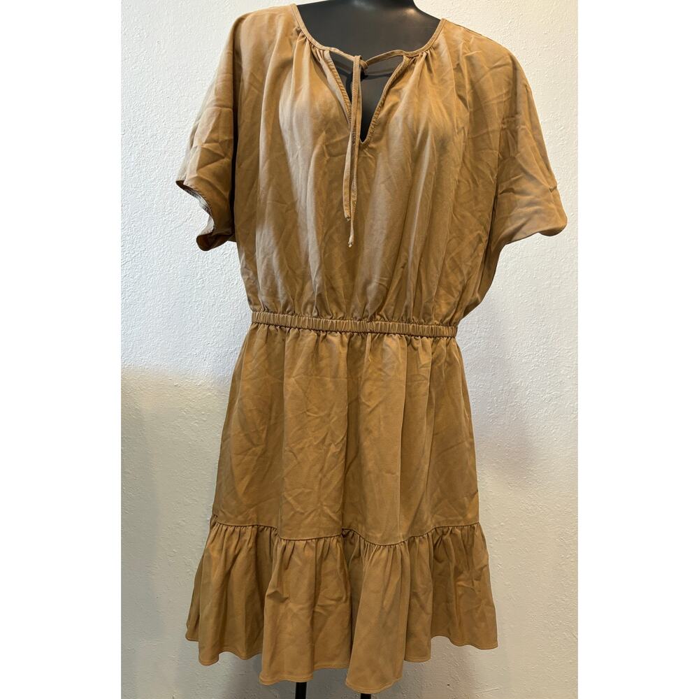 Out of Office by Trina Turk Dress Womens Size M Medium Brown Tencel Ruffles